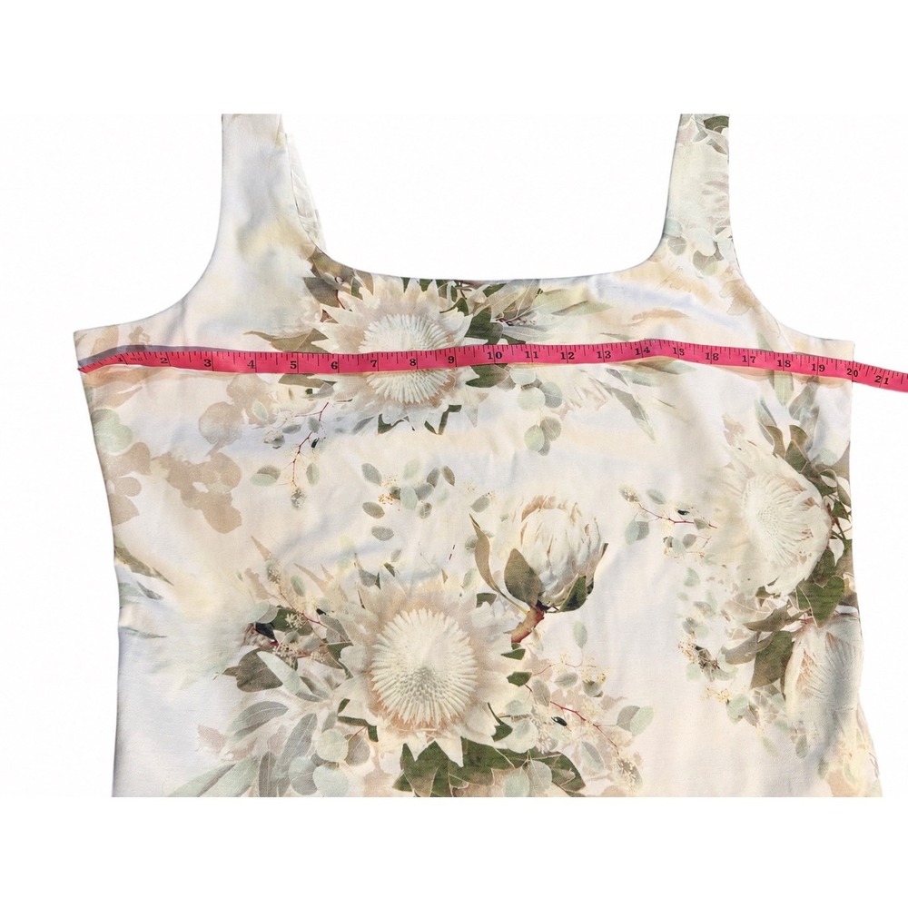 Express Body Contour Floral Square Neck Bodysuit Cream Green XL NWT - Picture 4 of 7